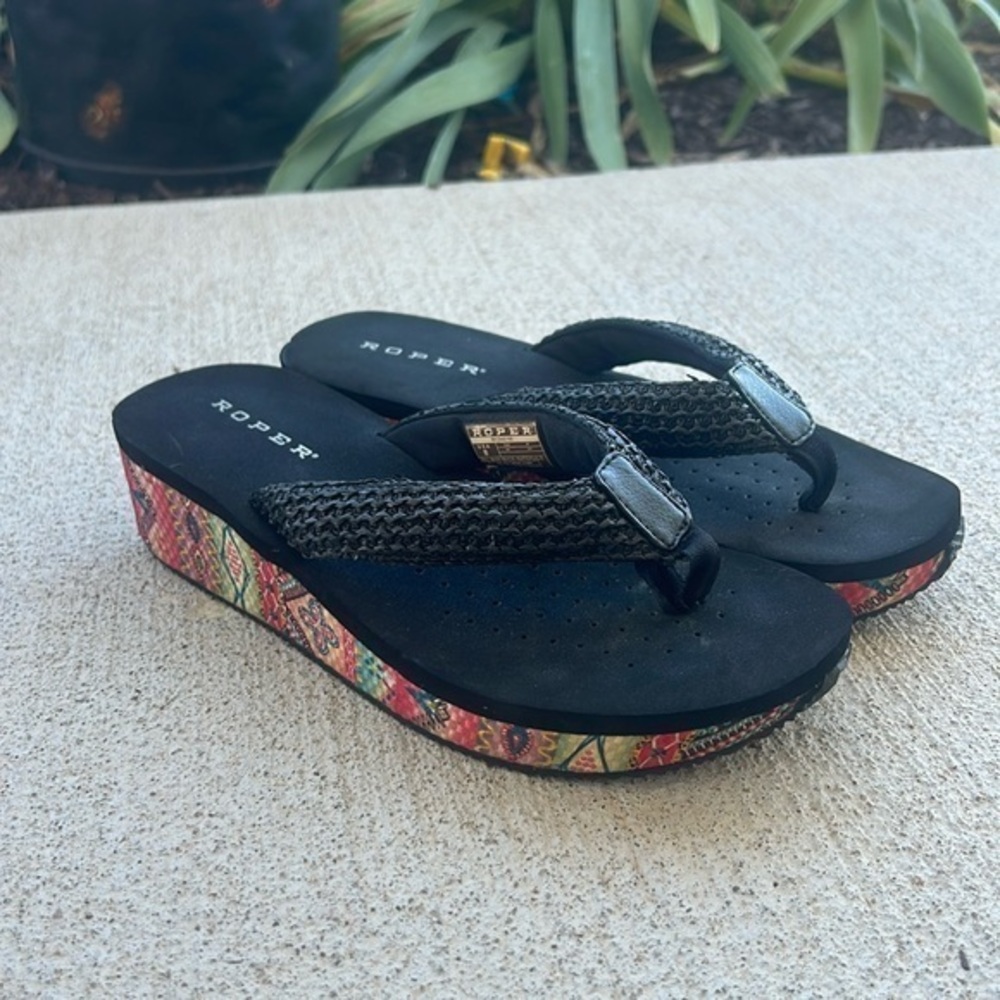 Roper -  Kyra wedge platform “quilt” sandal
